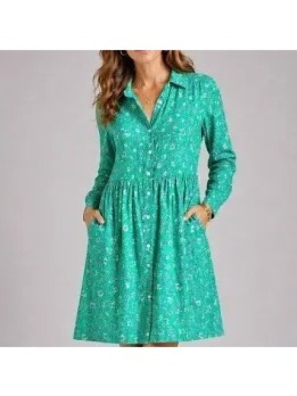 J. Crew Long Sleeve Paisley Shirt Dress Size 6 Button Down 100% Cotton